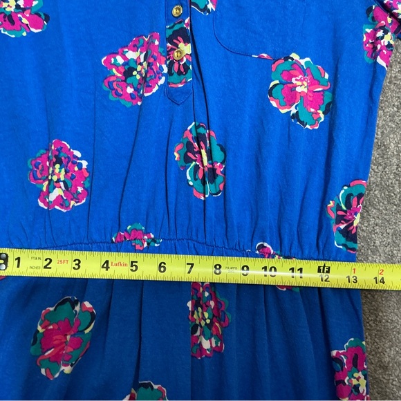 Lilly Pulitzer Dress Womens Size M Beckett Floral Midi Blue Shirt - Picture 6 of 12